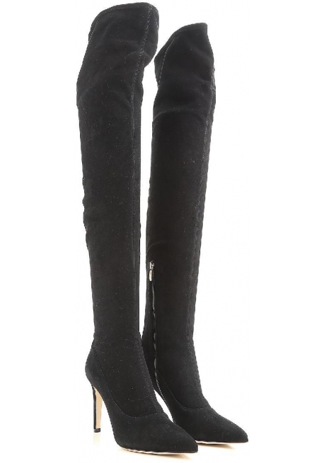 over the knee black suede boots with heel