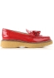 Tod's GOMMA PARA women's tassel loafer in red patent leather with high sole