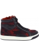 Prada Women's high top camouflage print sneakers in red/black Leather Fabric
