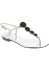 Barbara Bui Women's flat sandals with crystals in silver laminated leather