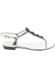 Barbara Bui Women's flat sandals with crystals in silver laminated leather