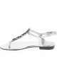 Barbara Bui Women's flat sandals with crystals in silver laminated leather