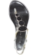 Barbara Bui Women's flat sandals with crystals in silver laminated leather