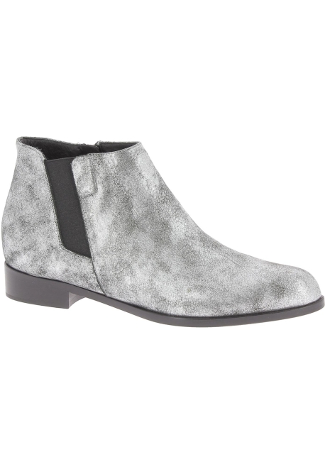 silver low heel ankle boots