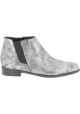 Giuseppe Zanotti Women's low heel ankle boots silver laminated calf leather