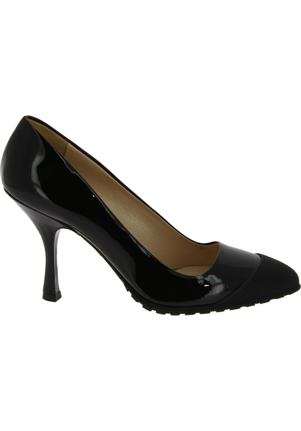 Miu Miu Women's fashion pointed toe spool heel pumps in black patent