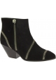 Zanotti Women's western heel ankle boots in black suede leather