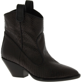 Giuseppe Zanotti Women's mid calf heeled boots in dark brown python leather