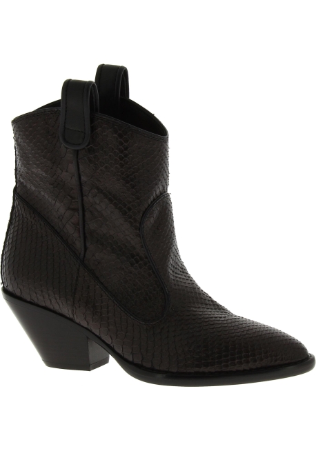 Giuseppe Zanotti Women's mid calf heeled boots in dark brown python leather