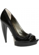 Lanvin peep toe shoes in black Patent Leather