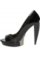 Lanvin peep toe shoes in black Patent Leather