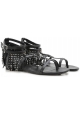 Saint Laurent flats sandals black leather fringe