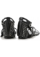 Saint Laurent flats sandals black leather fringe