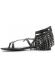Saint Laurent flats sandals black leather fringe