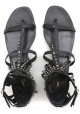 Saint Laurent flats sandals black leather fringe