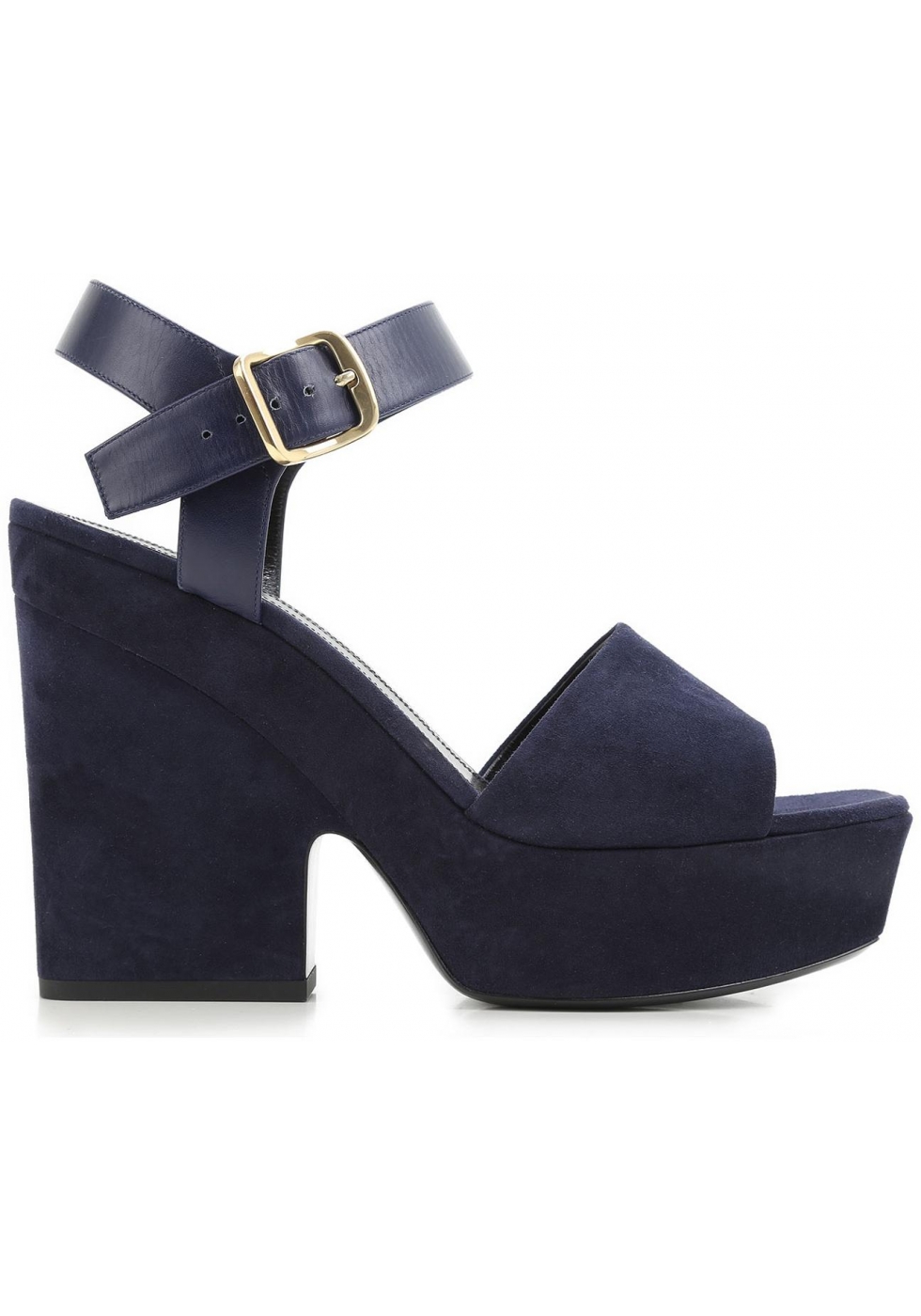 Céline wedges sandals in navy blue suede leather - Italian Boutique