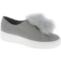 Steve Madden Women's platform laceless sneakers in gray faux leather with fur