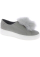 Steve Madden Women's platform laceless sneakers in gray faux leather with fur