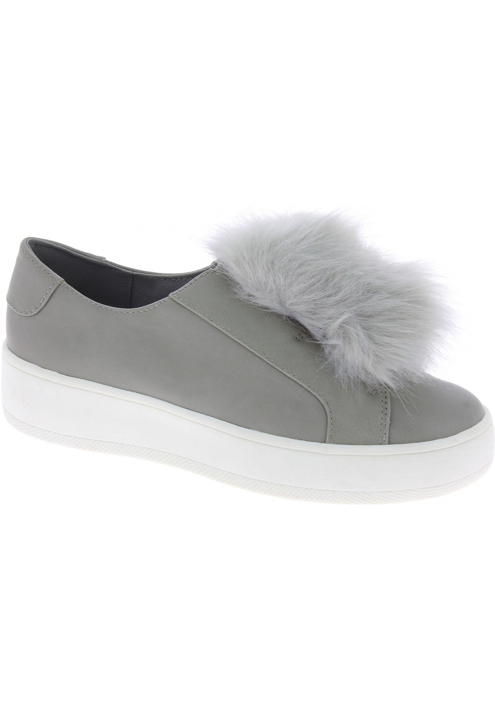 Steve Madden Women's platform laceless sneakers in gray faux leather with - Italian Boutique
