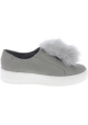 Steve Madden Women's platform laceless sneakers in gray faux leather with fur