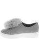 Steve Madden Women's platform laceless sneakers in gray faux leather with fur