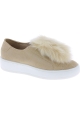 Steve Madden Women's platform laceless sneakers beige suede leather and fur