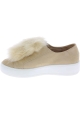 Steve Madden Women's platform laceless sneakers beige suede leather and fur