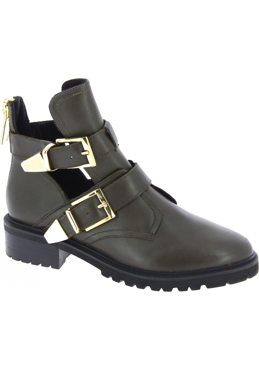 seguramente cruzar Comprensión Steve Madden Women's ankle boots with buckles and zip in dark brown leather  - Italian Boutique