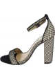 Steve Madden Women's ankle strap high block heels sandals in black fabric