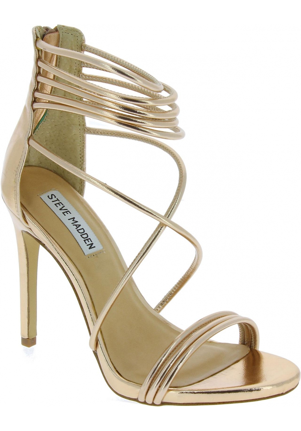 usted está evolución asignar Steve Madden Women's high stiletto sandals with zip in gold faux leather -  Italian Boutique