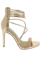 Steve Madden Women's high stiletto sandals with zip in gold faux leather