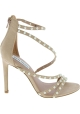 Steve Madden Women's ankle strap high heeled beads sandals in blush fabric