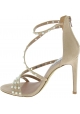 Steve Madden Women's ankle strap high heeled beads sandals in blush fabric
